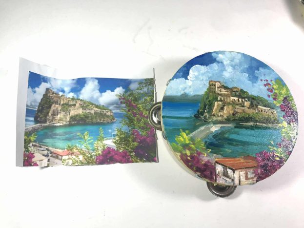 Tamburello dipinto a mano