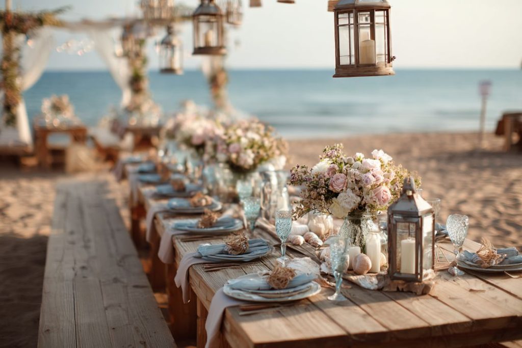 Allestimento per un matrimonio in spiaggia