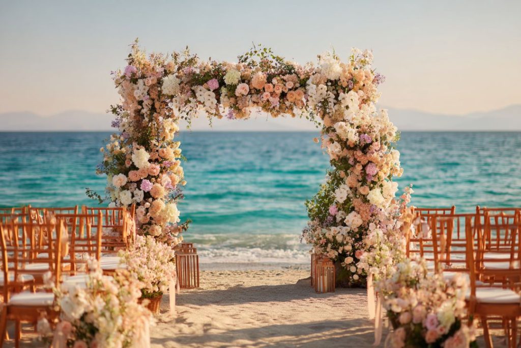 Allestimento per un matrimonio in spiaggia
