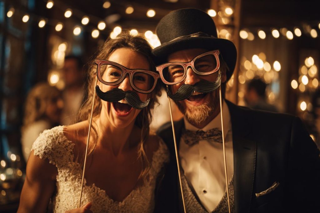 Photo booth matrimonio occhiali baffi